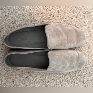 Vince Grey Velvet Loafers with Semi Pointed Toes